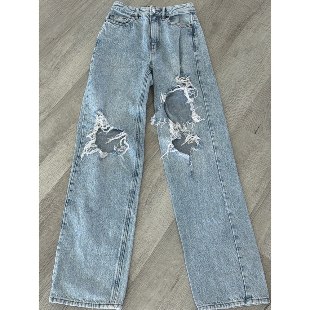PacSun Womens Light Wash Distressed Boyfriend Jeans High Waisted Size 24
